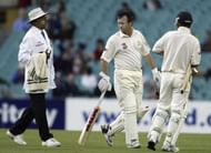 Steve Waugh leaves the ground